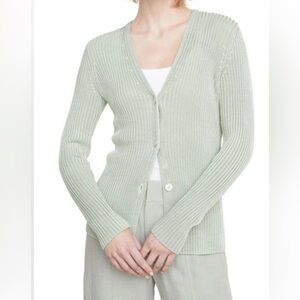 Vince Button Down Ribbed Cardigan in Dew NWT
